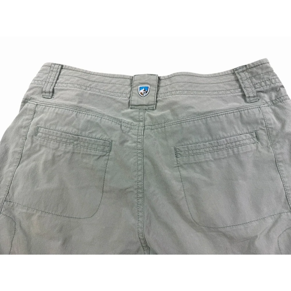 Kuhl Cargo Shorts Womens Size 4 Green Hiking Camping Zipper Pockets